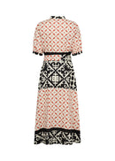 Dinna3 SplitNeck Print Dress - Dusty Clay Combi