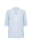 Dione 1 High Neck Pinstripe Blouse - Crystal Blue Combi