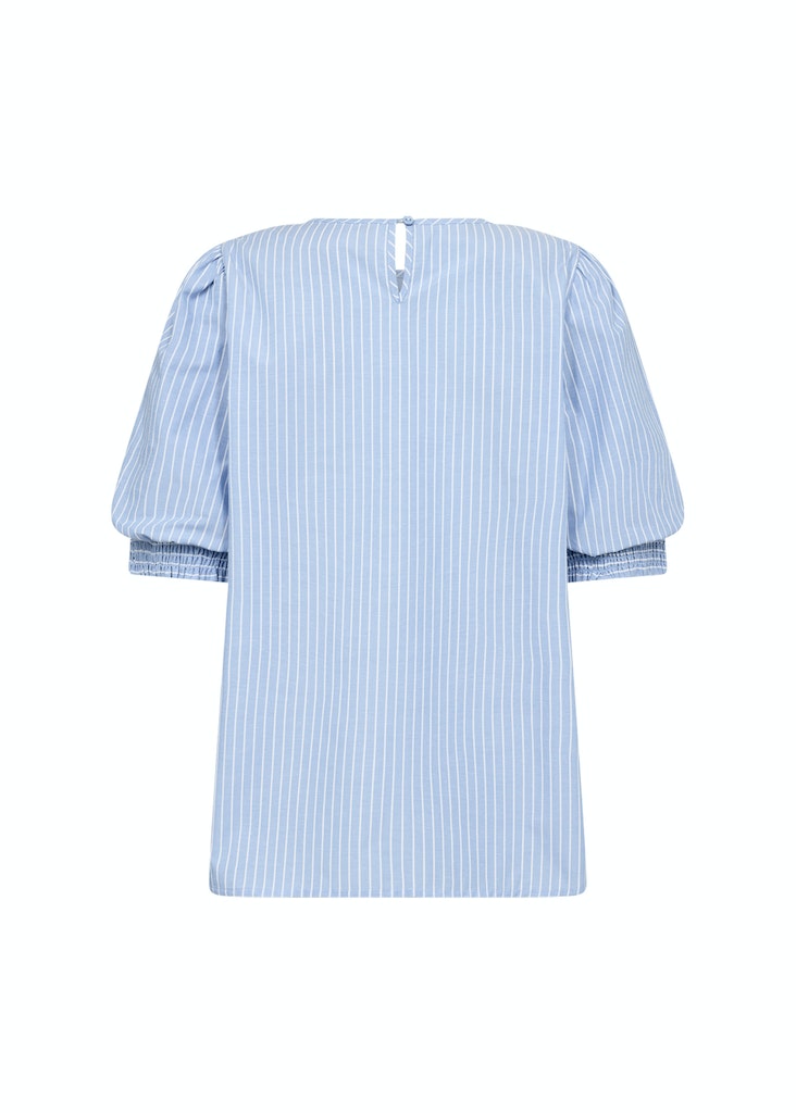 Dicle 1 Round Neck Pinstripe Blouse - Crystal Blue Combi