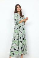 Dauphin 4 Split Neck Print Dress - Misty Combi