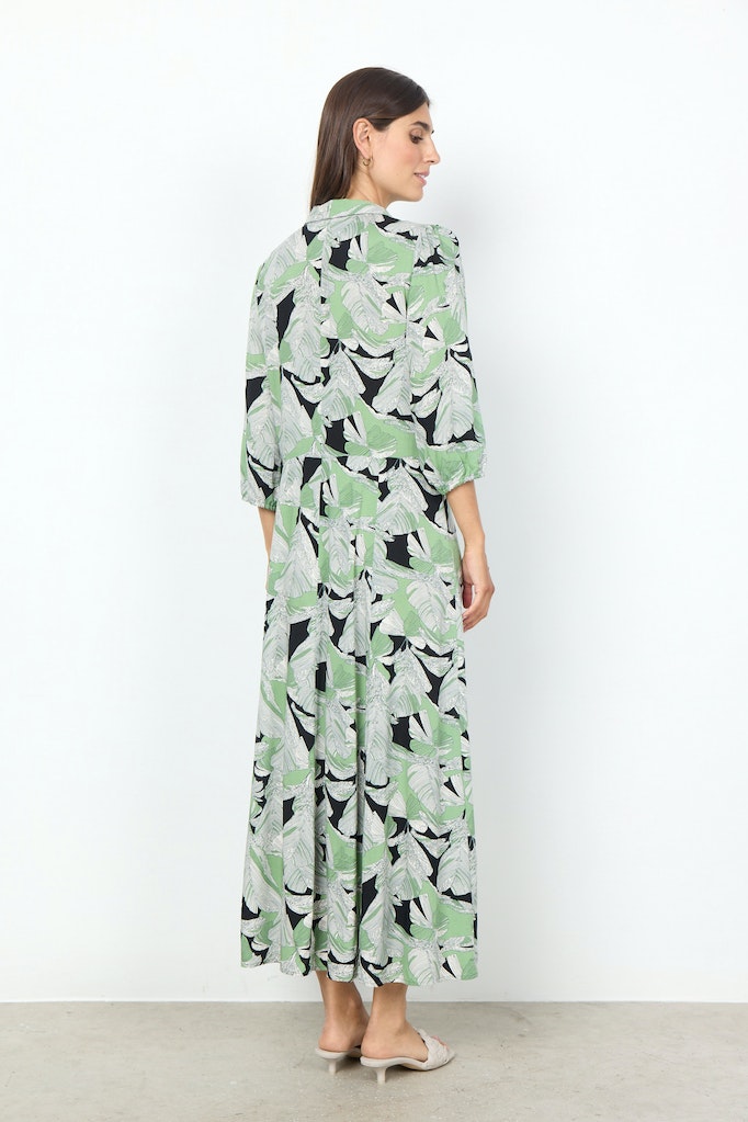 Dauphin 4 Split Neck Print Dress - Misty Combi