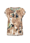 Dona 1 Split Neck Tie Dye Blouse - Camel