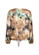 Dona 2 V Neck Tie Dye Blouse - Camel