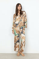 Dona 2 V Neck Tie Dye Blouse - Camel