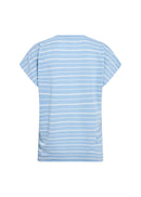 Defene1 VNeck Stripe T-Shirt - Crystal Blue Melange
