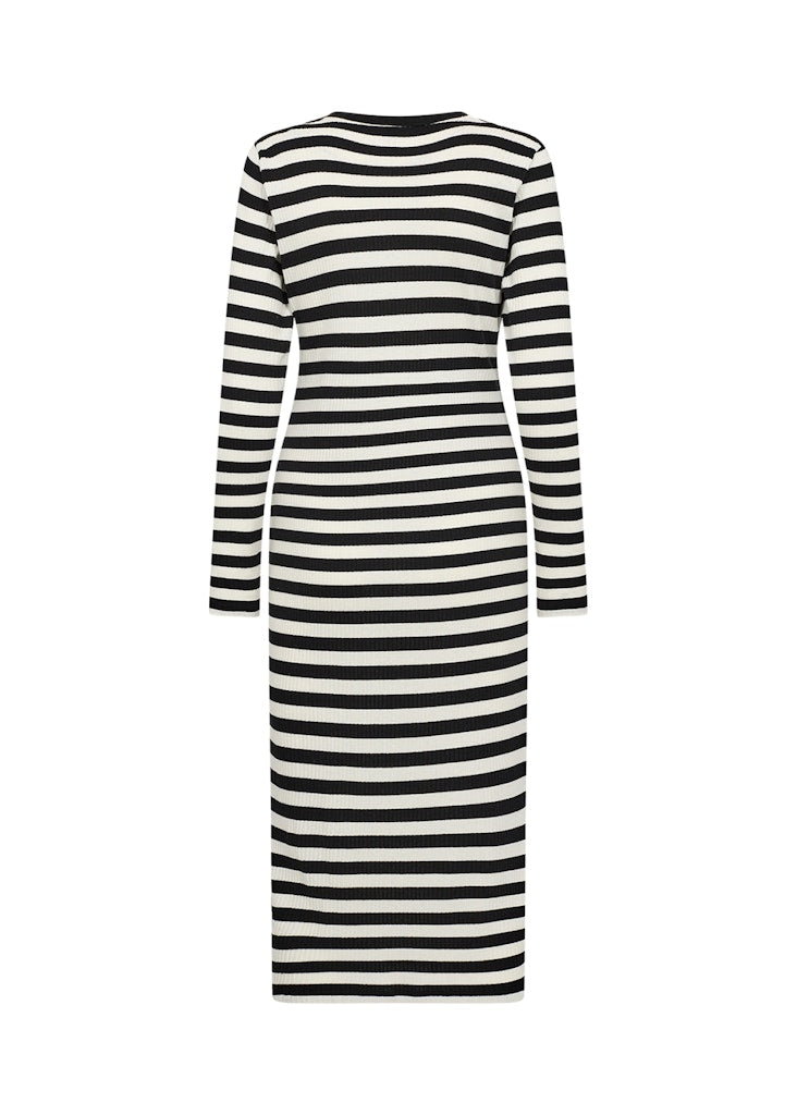 Djaka 2 Round Neck Stripe Dress - Black