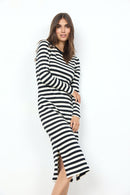 Djaka 2 Round Neck Stripe Dress - Black