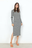Djaka 2 Round Neck Stripe Dress - Black