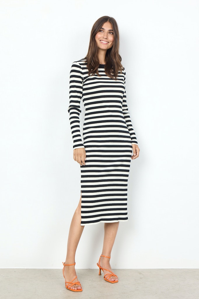 Djaka 2 Round Neck Stripe Dress - Black