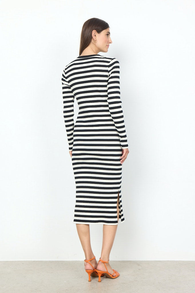 Djaka 2 Round Neck Stripe Dress - Black