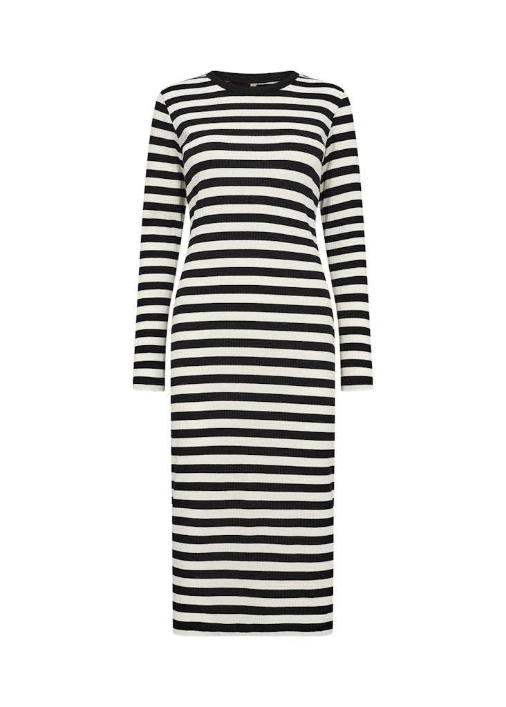 Djaka 2 Round Neck Stripe Dress - Black