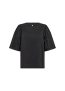 Loraine 3 Embroidered Sleeve Blouse - Black