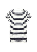 Kaiza3 V Neck Stripe T-Shirt - Cream Combi