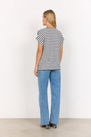 Kaiza3 V Neck Stripe T-Shirt - Cream Combi