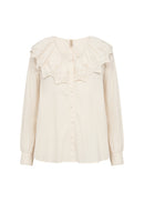 Caliste 15 Ruffle Neck Shirt - Cream