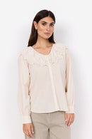 Caliste 15 Ruffle Neck Shirt - Cream