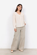 Caliste 15 Ruffle Neck Shirt - Cream