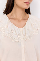 Caliste 15 Ruffle Neck Shirt - Cream