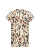 Aretha 38 Abstract Print Tee - Peach Pink Print