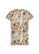 Aretha 38 Abstract Print Tee - Peach Pink Print