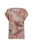 Galina 54 Floral Print Tee - Peach Pink Print