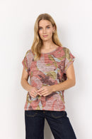 Galina 54 Floral Print Tee - Peach Pink Print