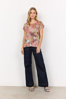 Galina 54 Floral Print Tee - Peach Pink Print