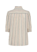 Patti 1 V Neck Stripe Blouse - Peach Pink Print