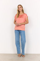 Thilde 6 Rolled Sleeve Tee - Peach Pink