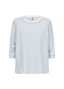 Pisa 2 3/4 Sleeve Stripe Tee - Air Blue Combi