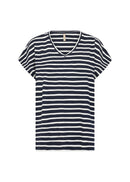 Kaiza3 V Neck Stripe T-Shirt - Navy Combi