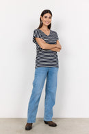 Kaiza3 V Neck Stripe T-Shirt - Navy Combi