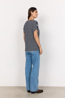 Kaiza3 V Neck Stripe T-Shirt - Navy Combi