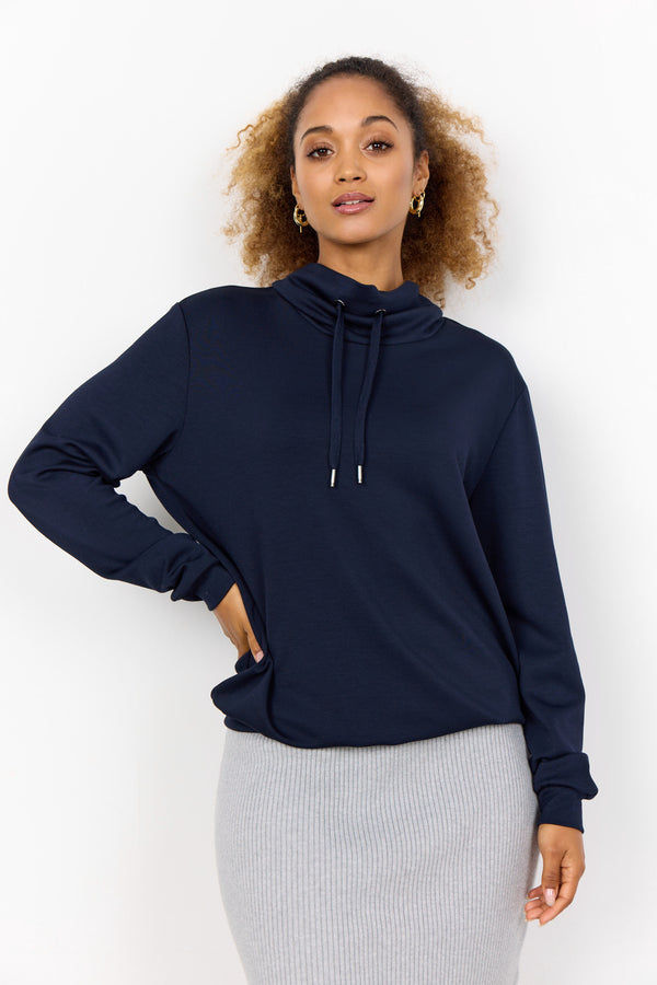 Banu125 High Neck Sweatshirt - Navy