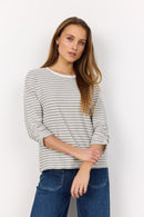 Pisa 2 3/4 Sleeve Stripe Tee - Misty Combi