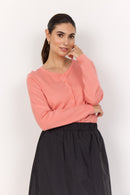 Dollie 446 Button Cardigan - Peach Pink Melange