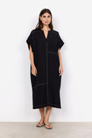 Paige3 Contrast Stitch Dress - Black