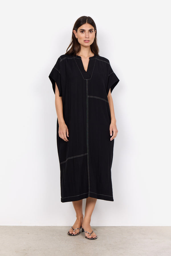 Paige3 Contrast Stitch Dress - Black