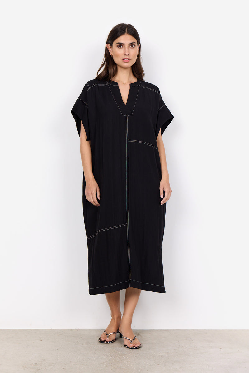 Paige3 Contrast Stitch Dress - Black