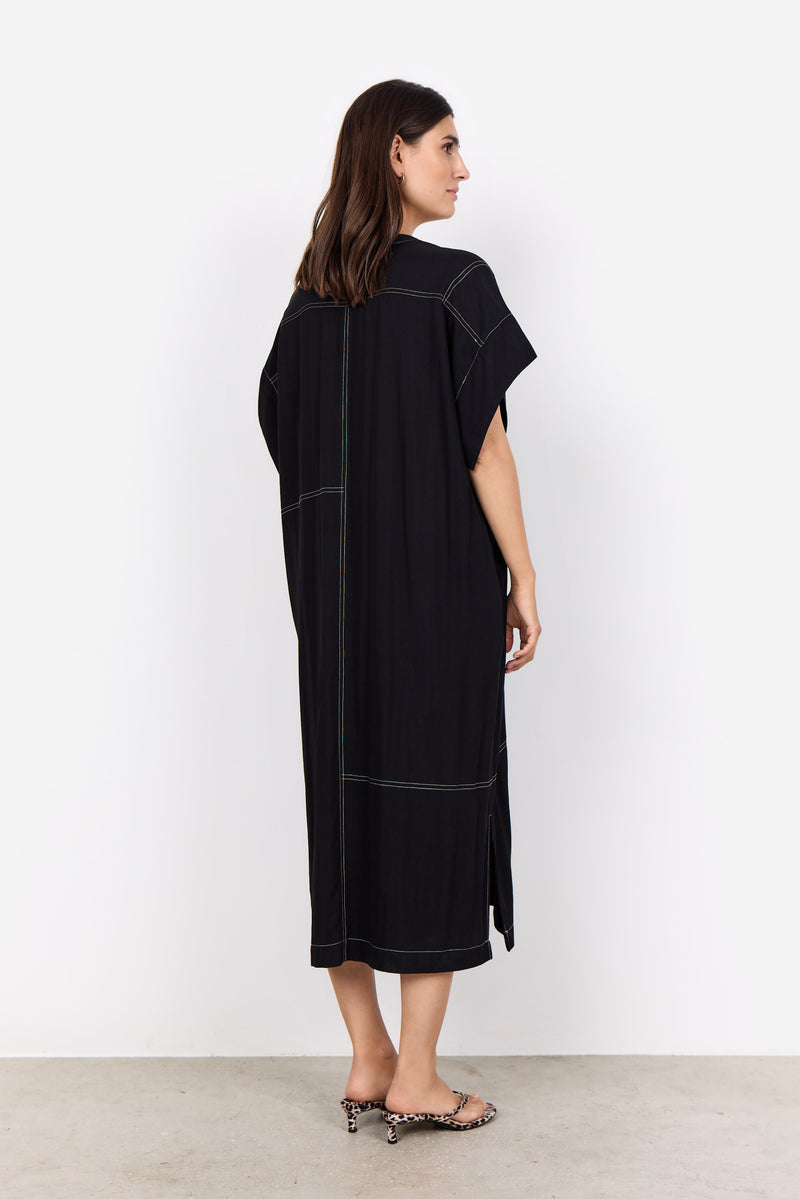 Paige3 Contrast Stitch Dress - Black