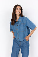Caisho 1 Stripe Denim Shirt - Moonlight Blue Denim