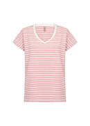 Chanie 1 Stripe V Neck Tee - Rapture Rose Combi