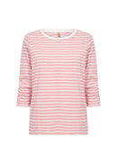 Chanie 2 Stripe Round Neck Tee - Rapture Rose Combi