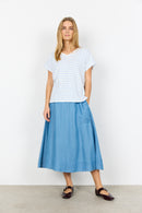 Caimie 1 Stripe V Neck Tee - Windsurfer Combi