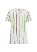 Aretha 44 Striped T-Shirt - Frosty Spruce Combi