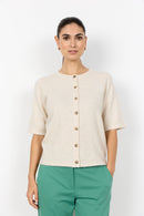 Orlean 9 Round Neck Cardigan - Cream Melange