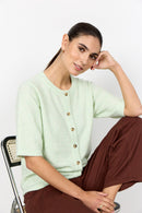 Orlean 9 Round Neck Cardigan - Bok Choy Melange