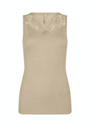 Lace Detail Sleeveless Top - Sand