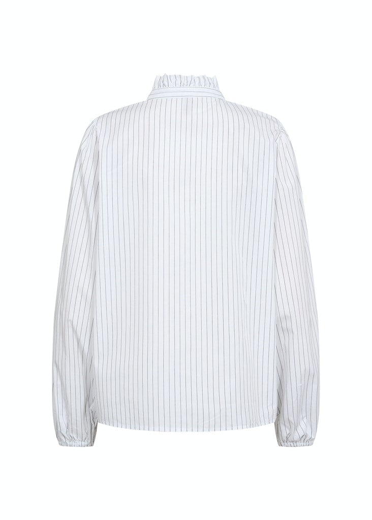 Vibika HighNeck Stripe Shirt - White