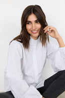 Vibika HighNeck Stripe Shirt - White